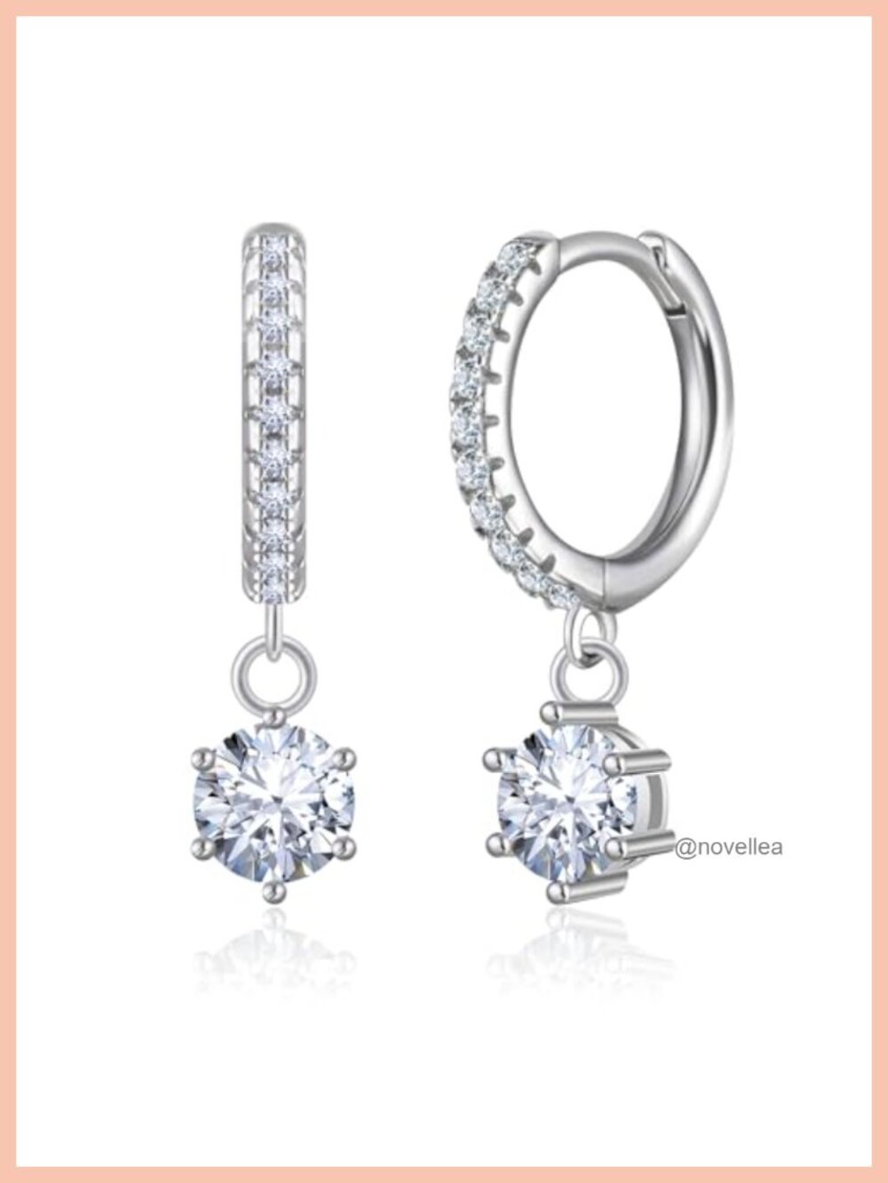 Moissanite Huggie Earrings Small Hoop Women 18K White Gold Plated 925 Sterling